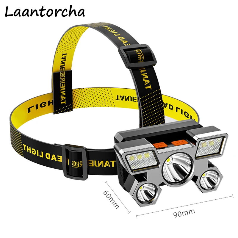 

Portable Headlamp 5 LED USB Rechargeable powerful headlamp 90° Rotatable Outdoor Camping Headlight 4 Switch Mode Head Lamp