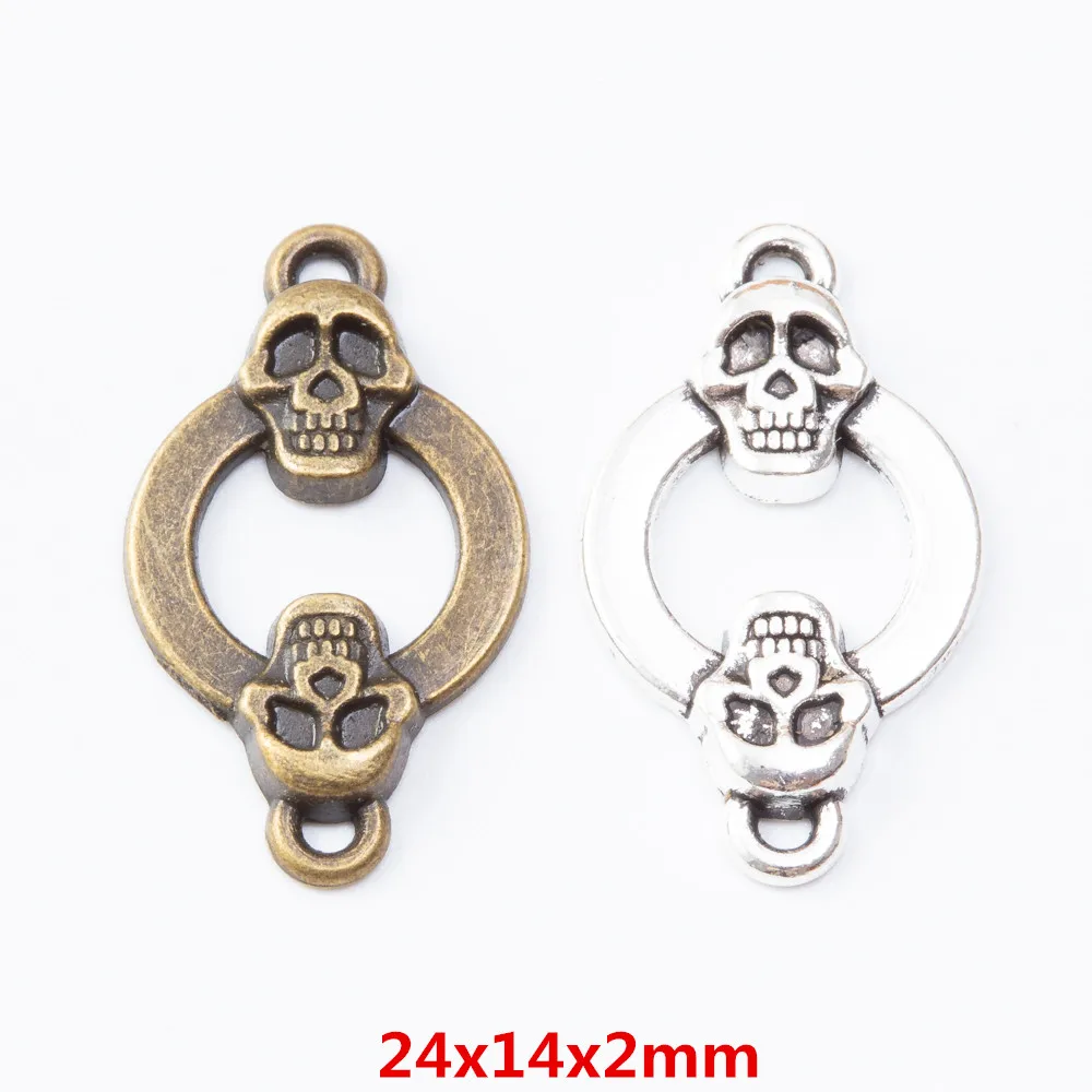 

150 pieces of retro Skull double hanging connector pendant zinc alloy pendant DIY European style jewelry making 7162