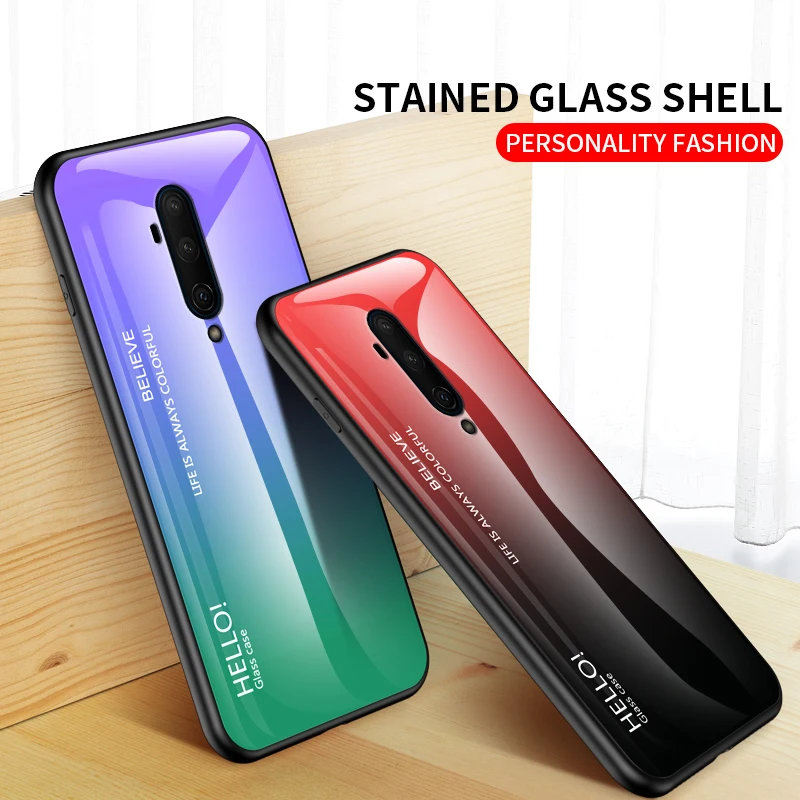 OnePlus 7T Pro Чехол роскошная мраморная оправа из закаленного стекла и мягкого ТПУ