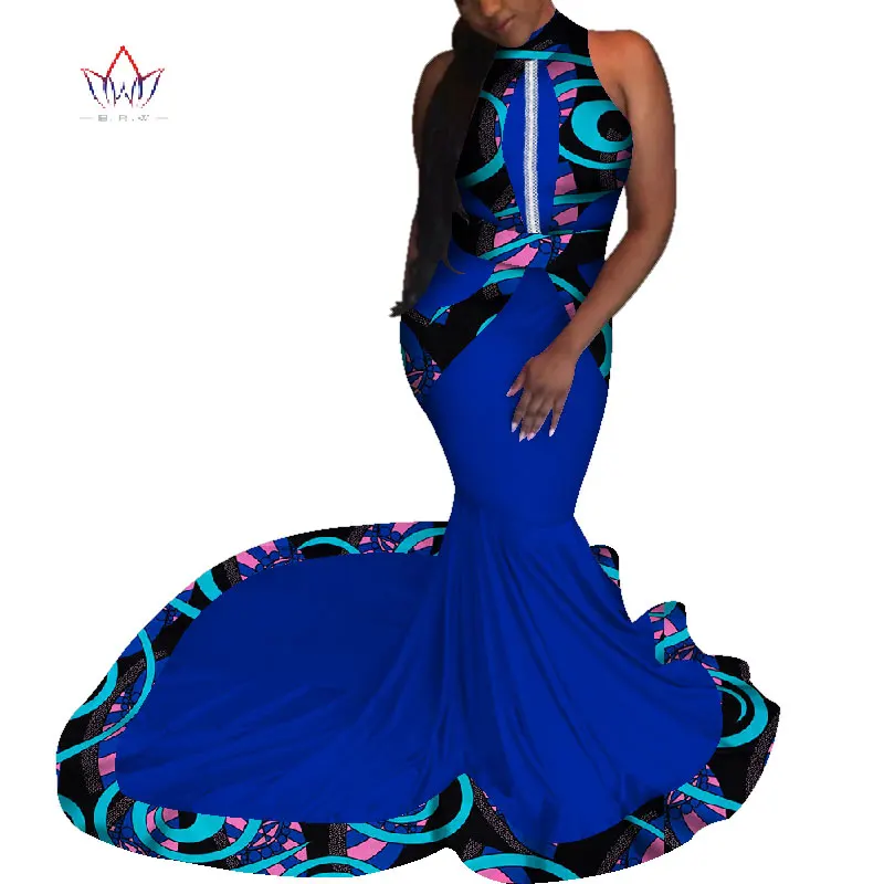 Mermaid African Dresses New Arrival sleeveless Floor Length Women Formal Occasion Dress Africa Evening Gowns for Women WY4647