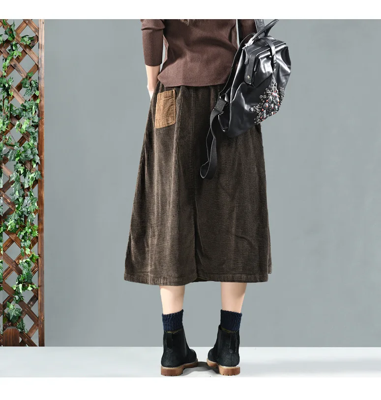 2020 индивидуальная юбка с карманами Женская цветная Вельветовая осенняя и зимняя