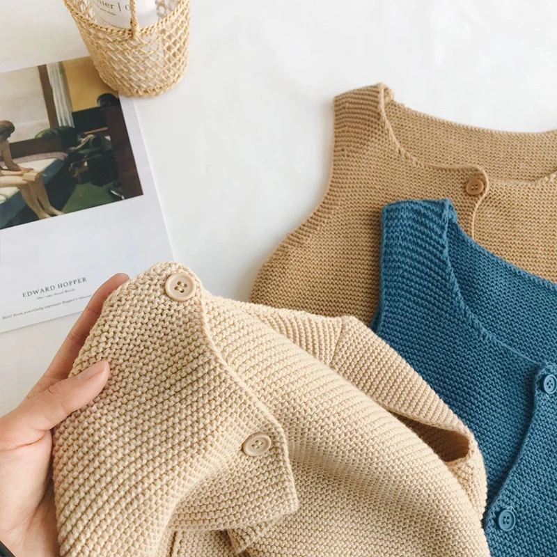 Осенний кардиган для маленьких мальчиков и девочек вязаный свитер верхняя