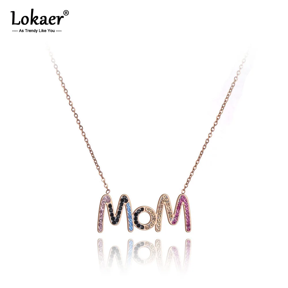 Lokaer, титана, нержавеющая сталь, красочные, CZ, кристалл, мама, колье, s, для женщин, девушек, Трендовое, Очаровательное ожерелье с подвеской, N19184