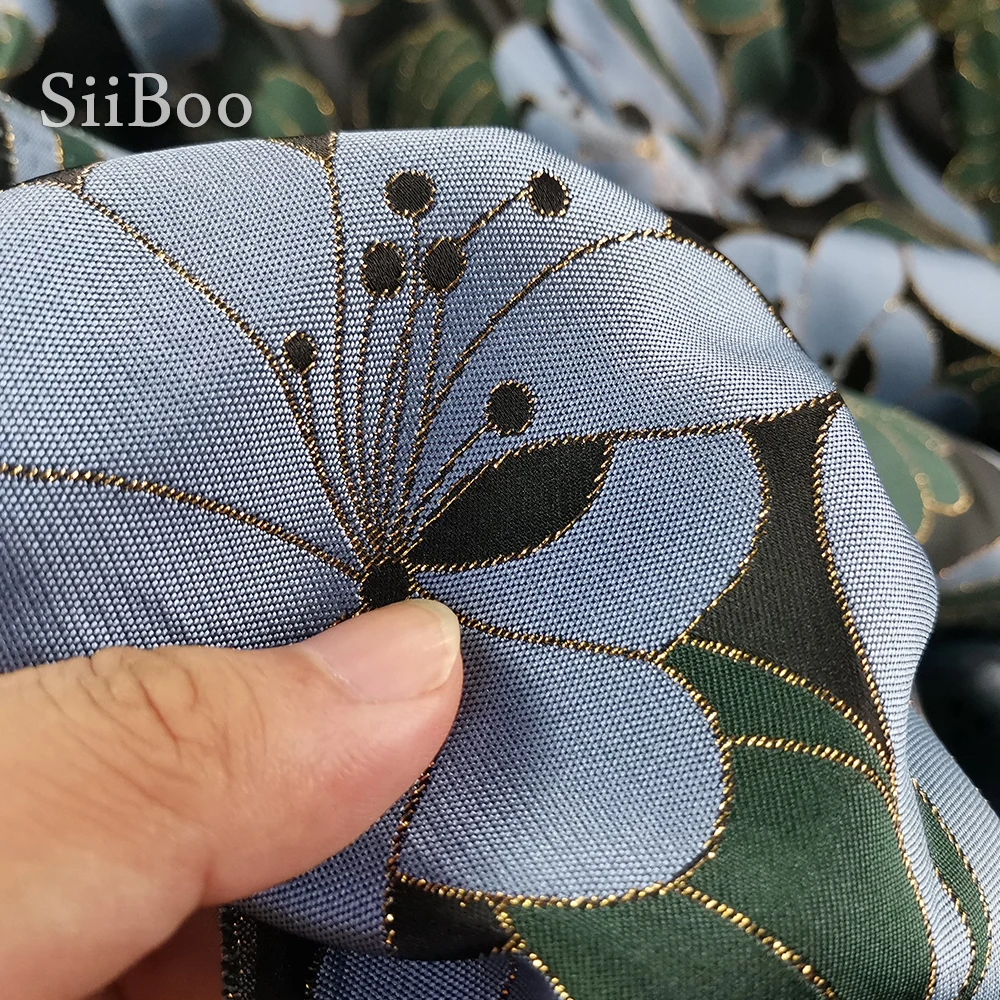 Зеленый синий цветочный Металлик Жаккардовая парча ткань для платья пальто