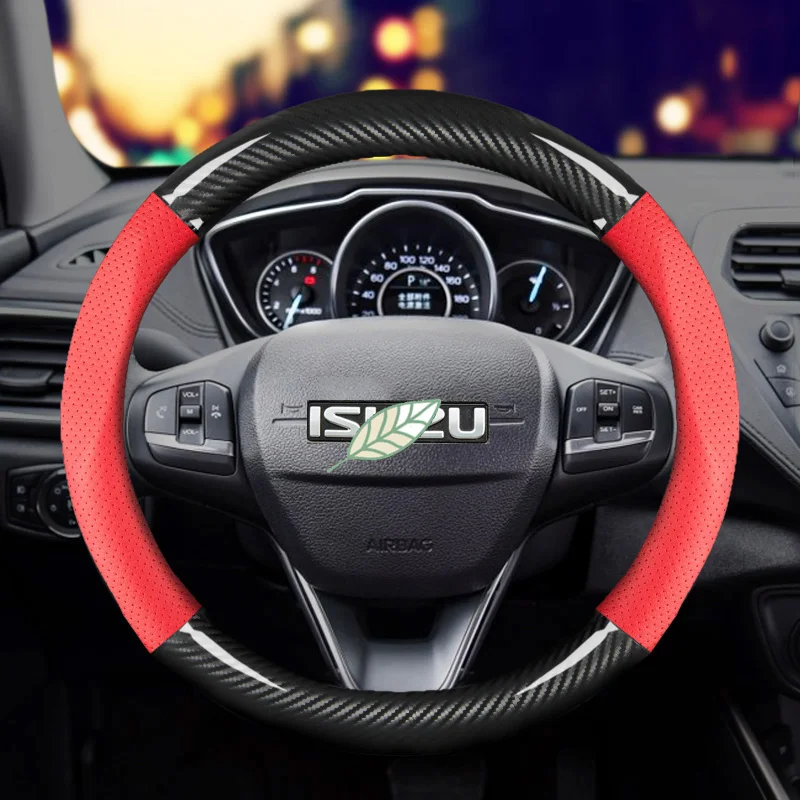 Углеродное волокно + кожа Чехол рулевого колеса автомобиля Non slip для Isuzu D MAX Axiom XSF