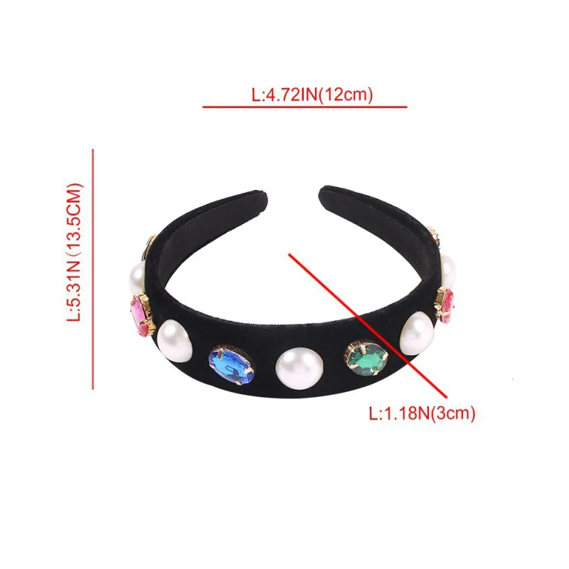 Женские черные повязки на голову для женщин большой жемчужный обруч волос