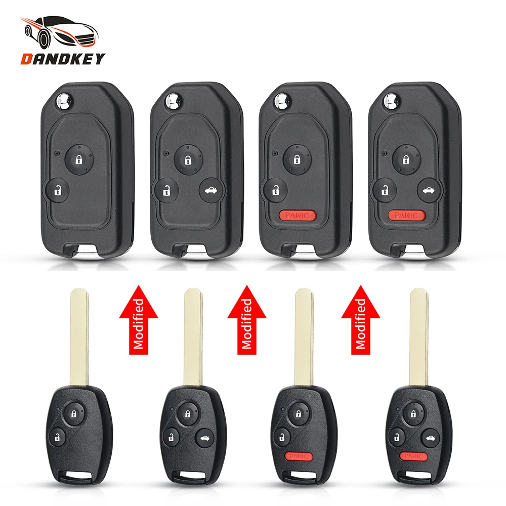 

Dandkey 2/3/4 Button For Honda Fit CRV Civic Insight Ridgeline HRV Jazz ACCORD 2003-2013 Modified Filp Remote Key Shell Fob Case