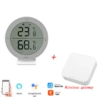 Датчик температуры и влажности Tuya ZigBee, умный дом со светодиодным экраном, работает с Google Assistant и Tuya Zigbee Hub