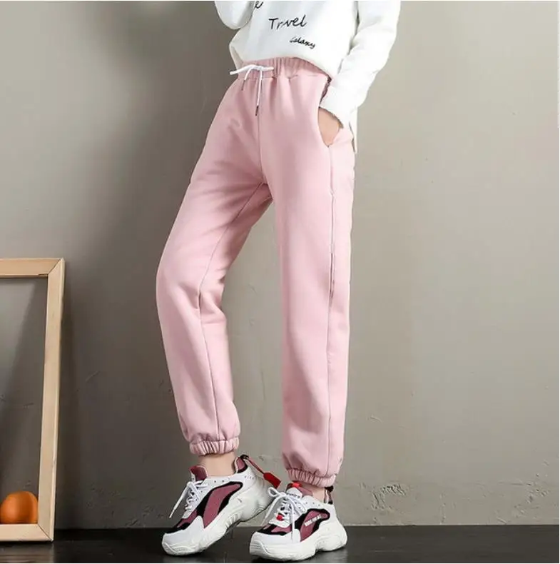 

2020 Winter Women Gym Sweatpants Workout Fleece Trousers Solid Thick Warm Winter Female Sport Pants Running Pantalones Mujer