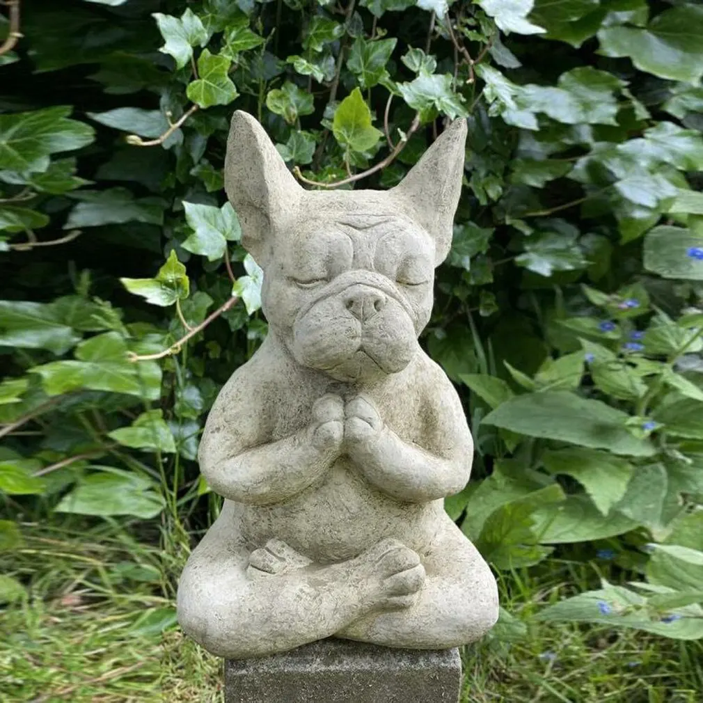 

Meditation Dog Resin Ornaments Handicraft Garden Waterproof Moisture-proof UV-resistant Durable Decoration