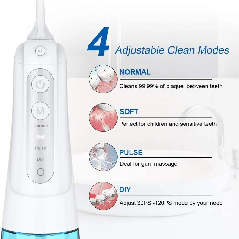 Ирригатор для полости рта 4 режима водяной Флоссер USB Перезаряжаемые очиститель