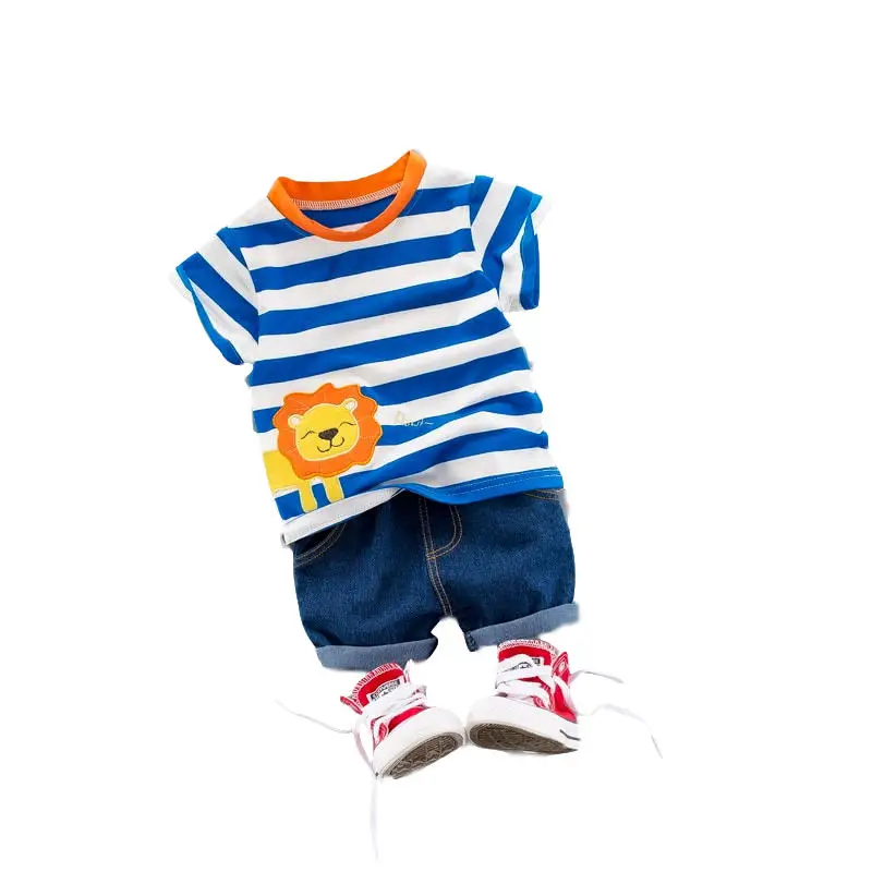 2 шт./компл. летняя футболка с принтом льва и шорты | Мать ребенок
