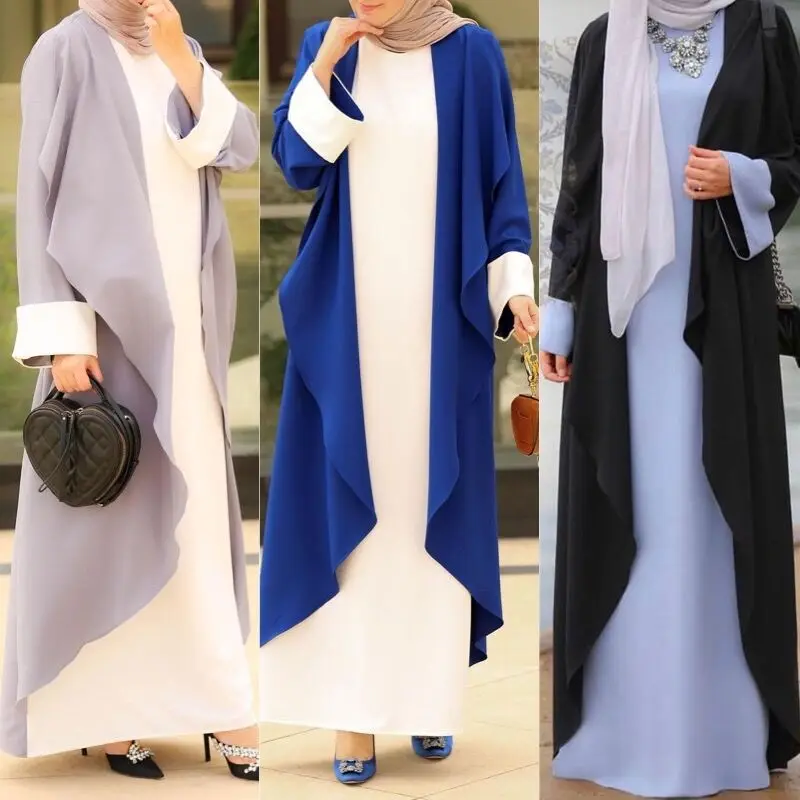 Мусульманское платье Donsignet, мусульманская Мода, Средний Восток, Женский арабский халат, искусственная двойка, свободное платье Дубай, абайя,...