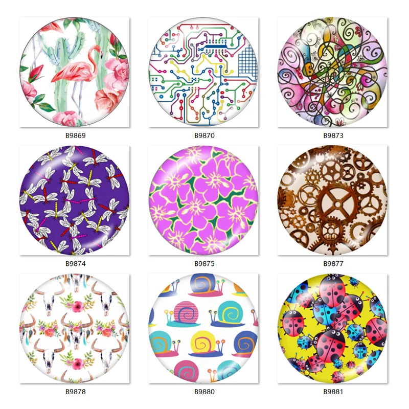 Круглый стеклянный кабошон с плоской задней поверхностью 12/18/20/25 мм B9868 |