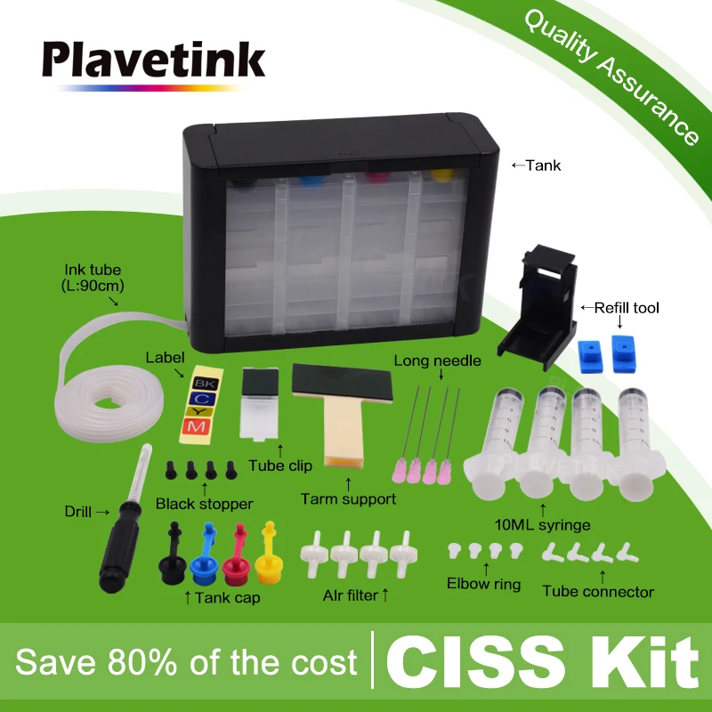 

Plavetink 4 Colors For HP Deskjet For Canon Pixma Printer Continuous Ink Supply System CISS Bluk Ink Tank