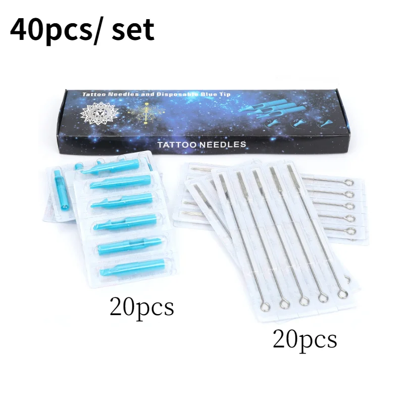 40 шт./компл. RM + FT тату иглы наконечники смешанные голубые бриллиантовые