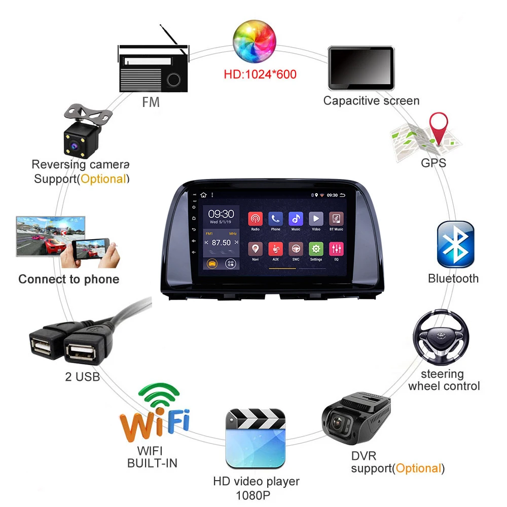 Автомагнитола для Mazda CX5 мультимедийный проигрыватель с DVD-плеером Android 8 1 Wi-Fi DSP RDS