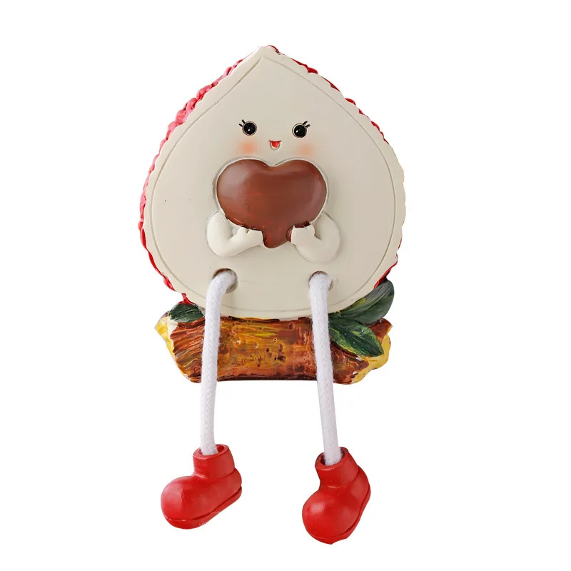 

Resin Fruit Lychee Model Hanging Feet Doll Resin Craft Modern Home Decoration Kid Toy Gift Decorations For Home Desk Decor
