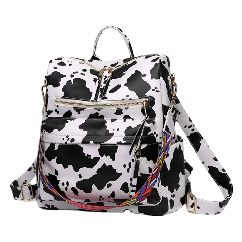 

Axzspdy large capacity milk leopard print fashion female backpack teenagers girls school backpacks women's travel shoulder bags