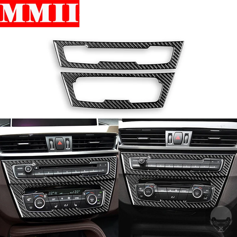 For BMW X1 F48 X2 F39 2016 2017 2018 2019 2020 2021 Car Air Conditioner Button Knob Radio Panel Kit Carbon Fiber Trim Sticker