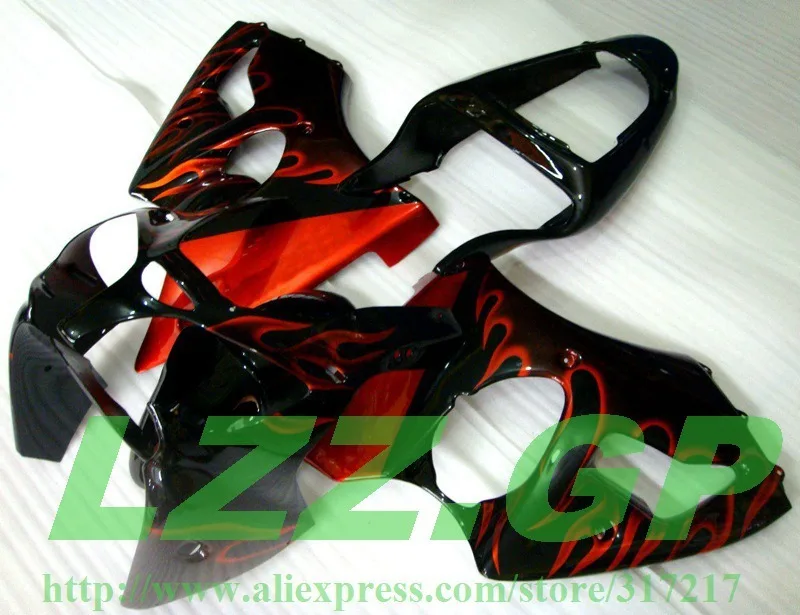 

red flame black fairings FOR NINJA ZX 6R 636 00 01 02 ZX-6R 00-02 ZX6R 2000 2001 2002 ZX 6R 00 01 02 fairing kit cvrrt