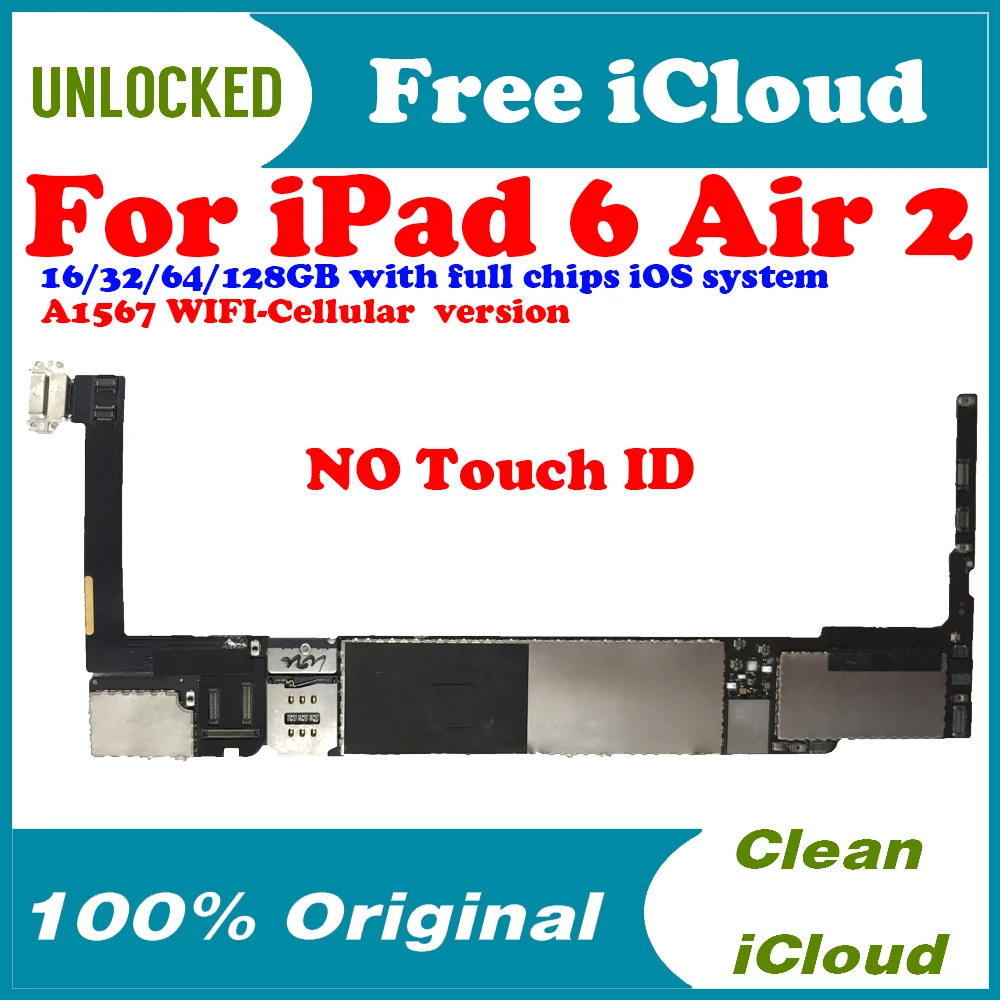 Материнская плата A1567 для ipad 6 Air 2 материнская разблокированная логическая с touch id