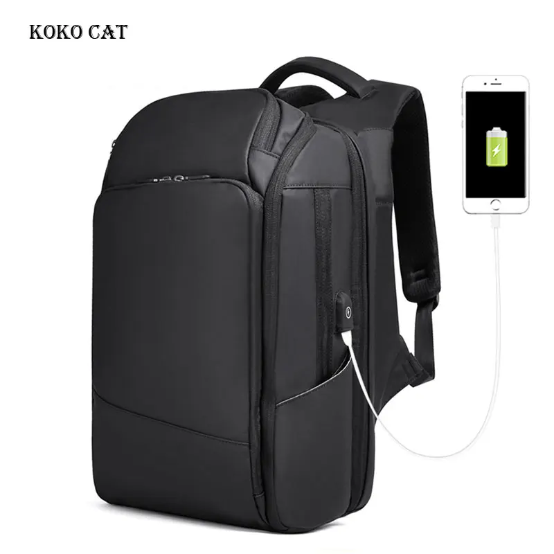 Koko Cat Men Backpack with USB Charging Multifunction Male Bags Larger Capacity Waterproof Travel Backpack Mochila Masculina