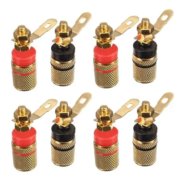 

WSFS Hot 8pcs Gold Plated Amplifier Speaker Binding Post 4mm Banana Plug Jack Connector