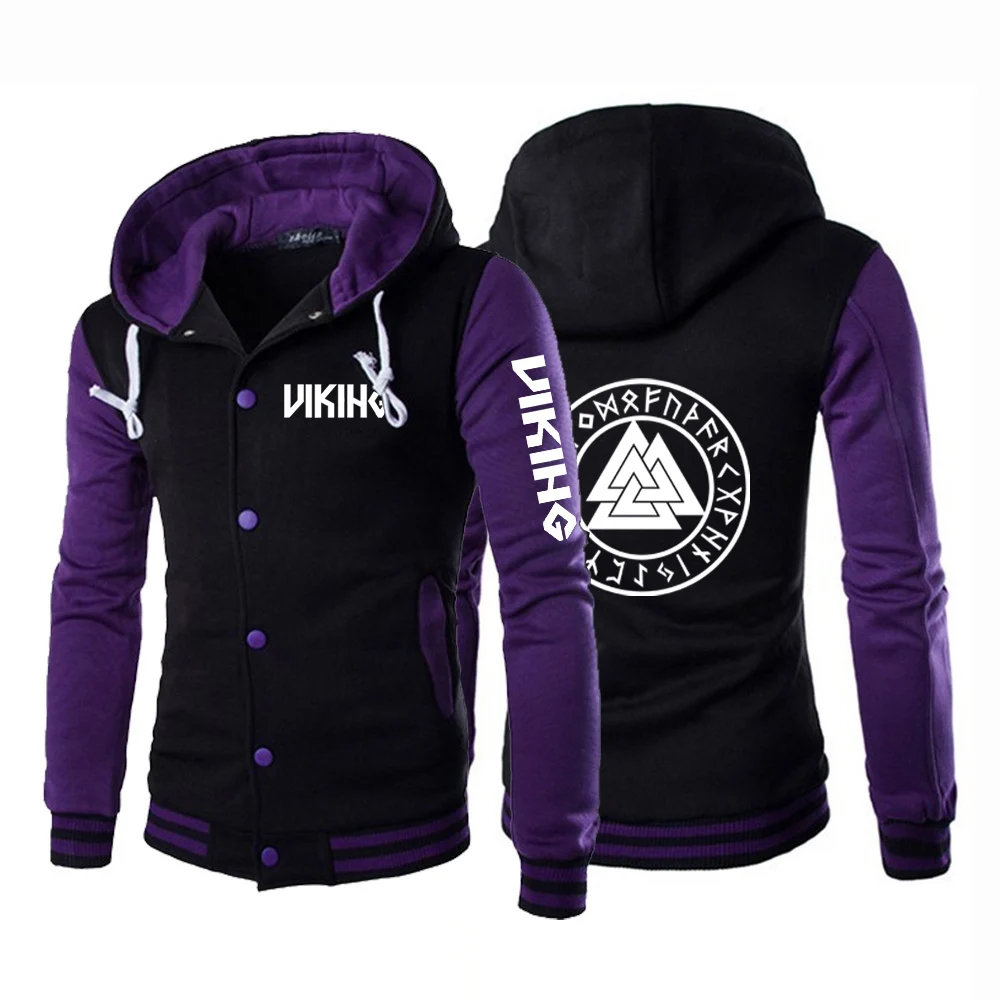 

New Autumn Odin Viking Valhalla Print Hoodies Comfortable Harajuku Baseball Uniform Jacket Male Cotton Sport Jacket Coat