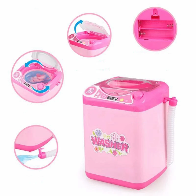 Розовая кухонная игрушка для ролевых игр, мебель, миниатюрные стиральные машины, вакуумные, компактные бытовые приборы, детские игрушки, игрушки для девочек