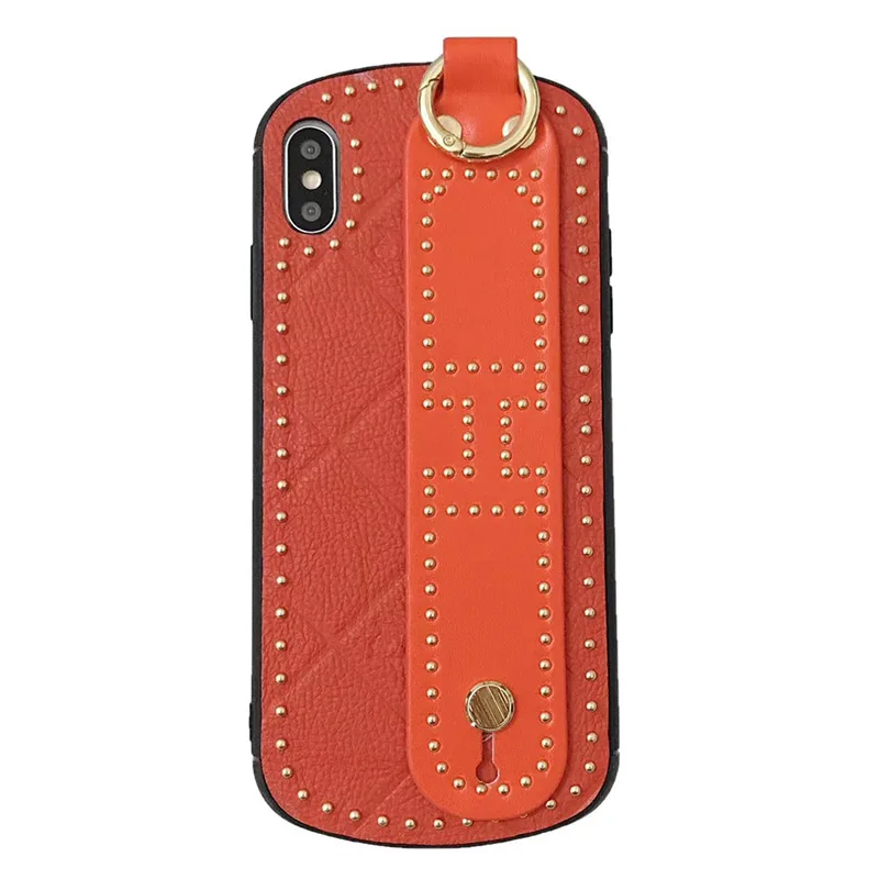 Роскошный фирменный ремешок с заклепками чехол для телефона s iphone X XR XS MAX 6 6s 7 8 Plus