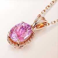 black angel 18k rose gold cherry blossom powder tourmaline pendant necklace for women gemstone fashion jewelry birthday gift