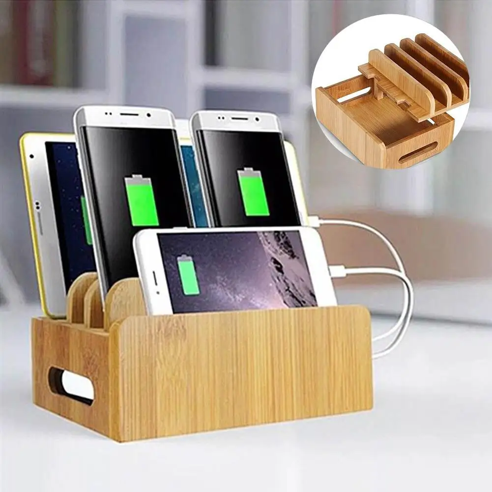 Новинка настольная подставка-органайзер из бамбука аккуратная зарядная