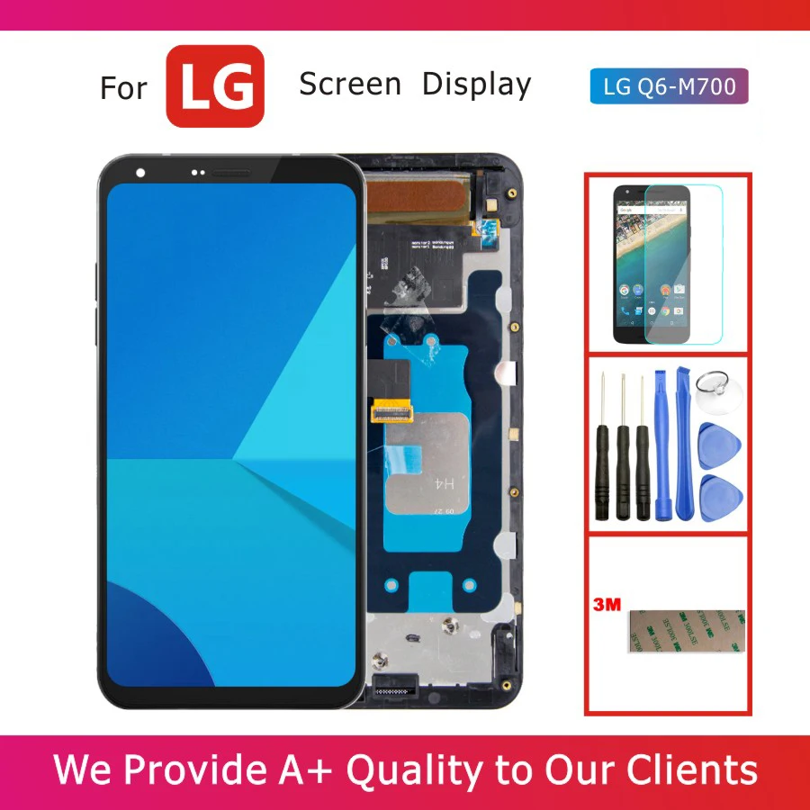 100% протестированный ЖК дисплей 5 дюйма для LG Q6 M700 со стандартной рамкой запасные