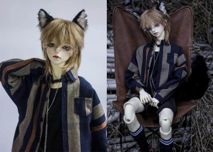 

Одежда для куклы BJD подходит для 1/3 1/4 POPO68 размер коричневый и синий полосатый рукав летучая мышь рубашка Кукла аксессуар