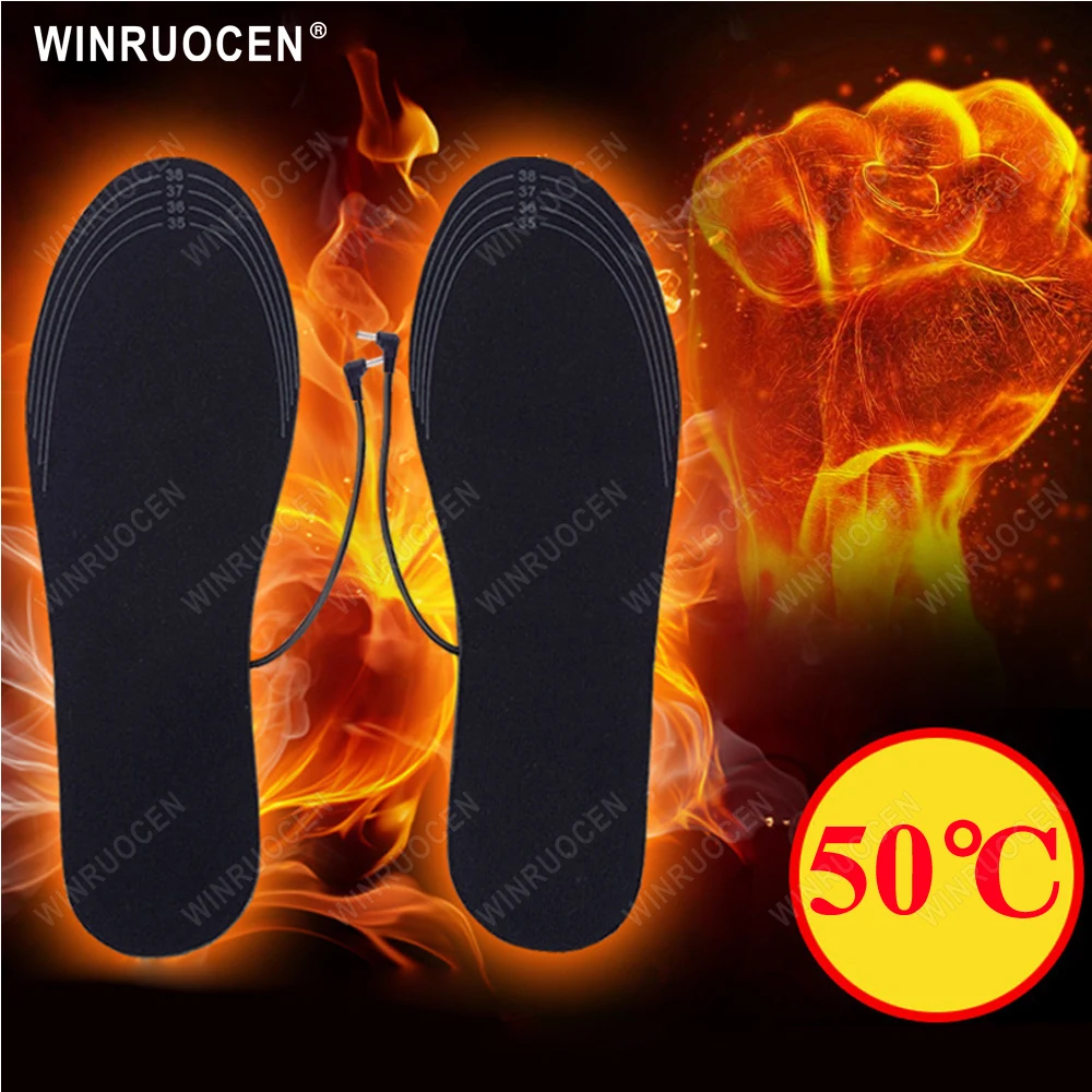 

WINRUOCEN Electric Heating Thermal Insole USB Rechargeable Winter Outdoor Foot Warm Heated Shoes Pad Washable Thermal Unisex