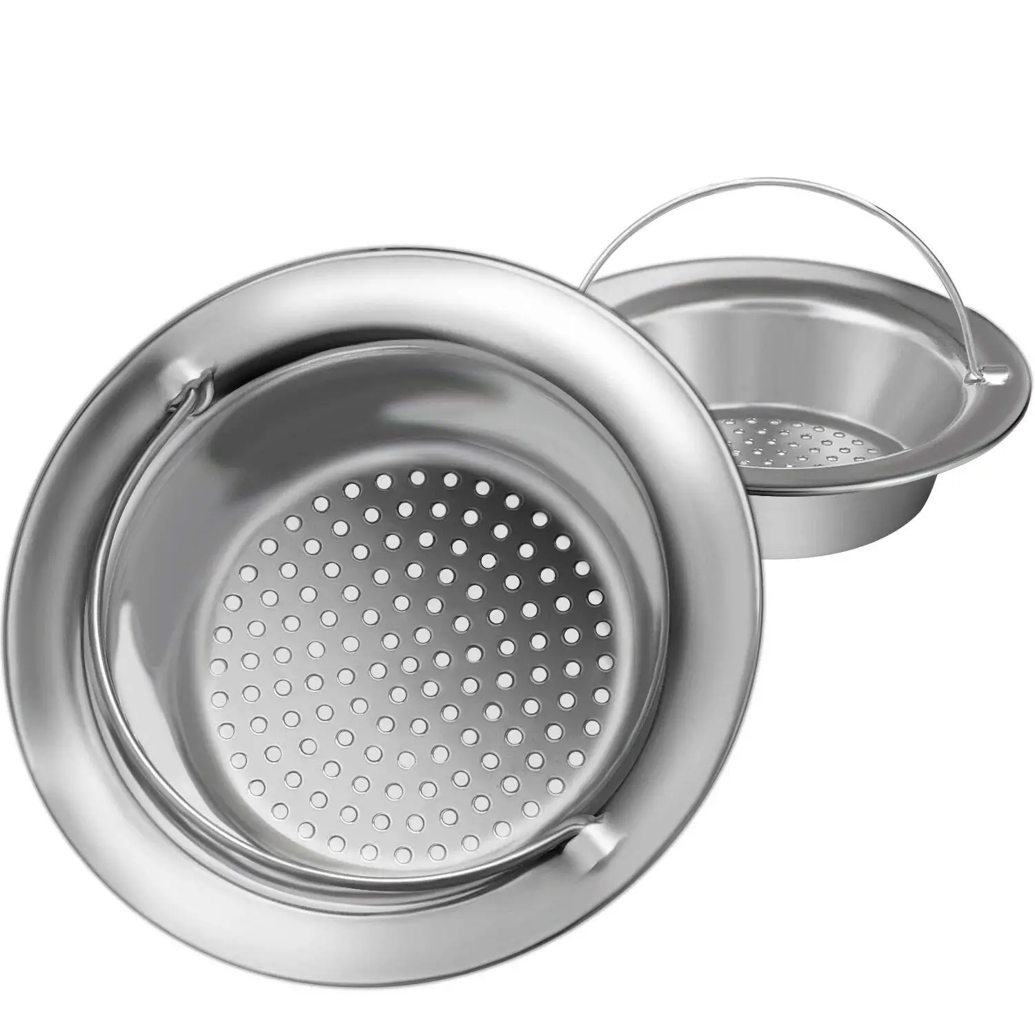 2PCS Upgrade Kitchen Sink Strainer With Handle Premium Stainless Steel Garbage Disposal Stopper Mesh Basket Accessories |