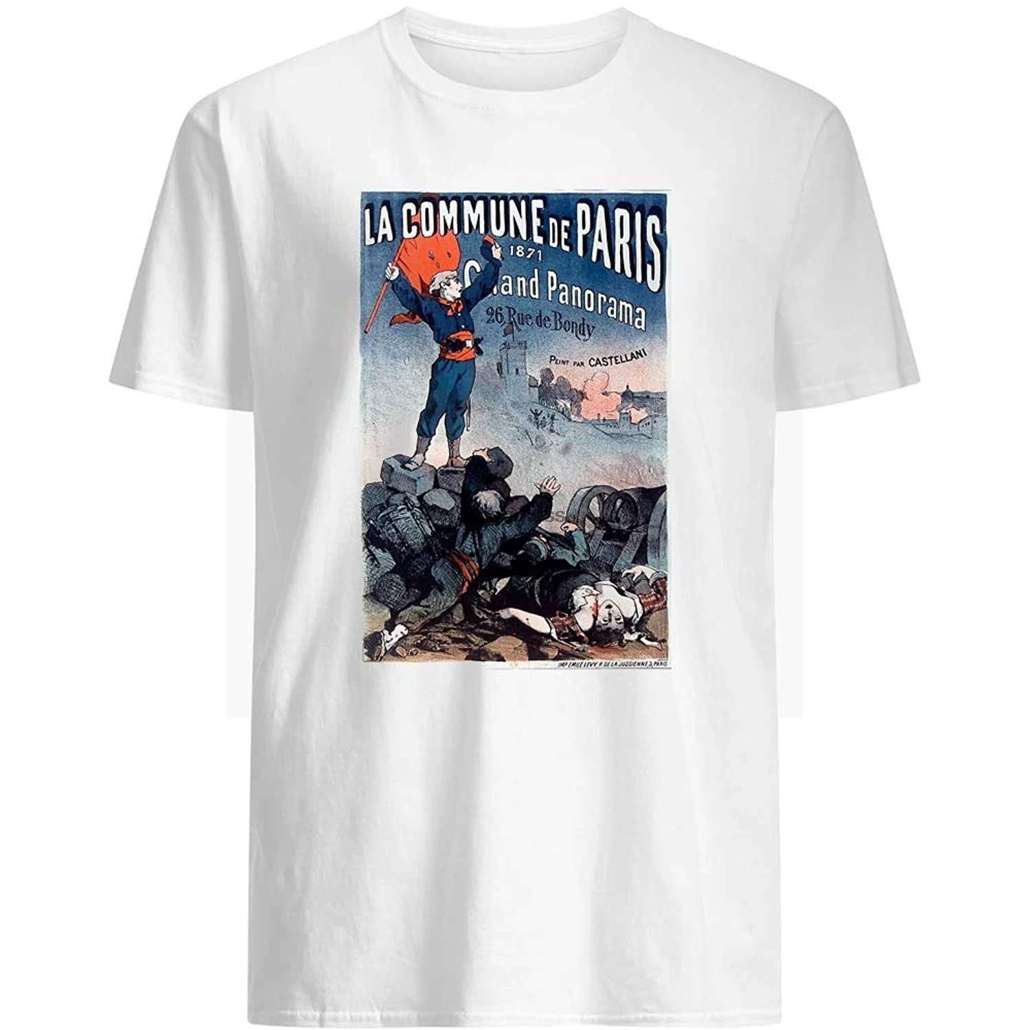 Винтажная футболка с рисунком отображающей коммуны Парижа модель 1871 года