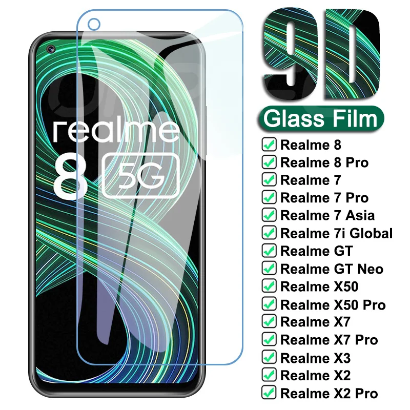 

9D Protective Glass For OPPO Realme 8 7 Pro 7i X XT X3 Tempered Glass Realme GT Neo X2 X7 X50 Pro Screen Protector Film Case