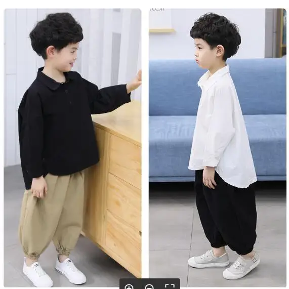 Baby boys 2-piece-sets 3-13years old kids clothing children's Loose shirt+Harem pants Personalized design spring and autumn suit