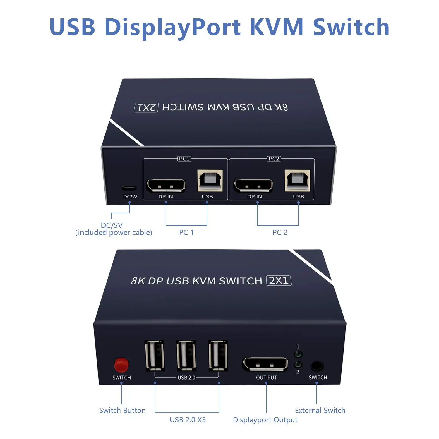 KVM Displayport 8K DP 1 4 USB переключатель с аудио и 2 0 концентратор компьютера поделиться