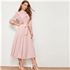 SHEIN женское платье с декоративной оборкой и поясом, весенне-осеннее длинное платье, приталенное и расклешенное ТРАПЕЦИЕВИДНОЕ элегантное платье в стиле ампир