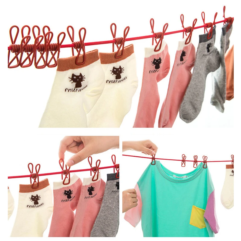 Портативная дорожная бельевая веревка выдвижная для кемпинга регулируемая с 12