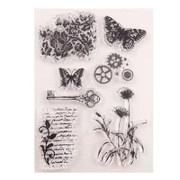 butterfly flowers clear stamps transparent silicone stamp for diy scrapbooking paper card craft tools