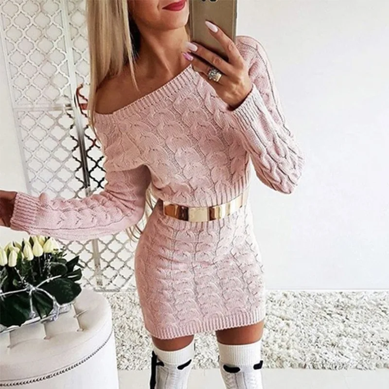 

2020 Mid Long Sweater Dress Fashion Fluorescent Green Hemp Flower Women Sweater Bandage Bodycon Sexy Sweater sweater