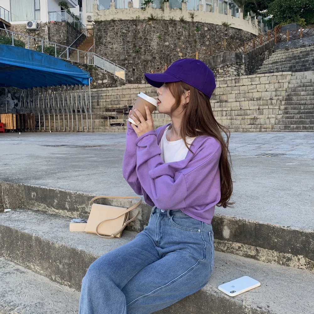 Самый маленький море корейский стиль Новая Осенняя Однотонная одежда