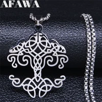 irish knot tree of life stainless steel pendant necklace womenmen silver color necklace jewelry collares de mujer n4429s02