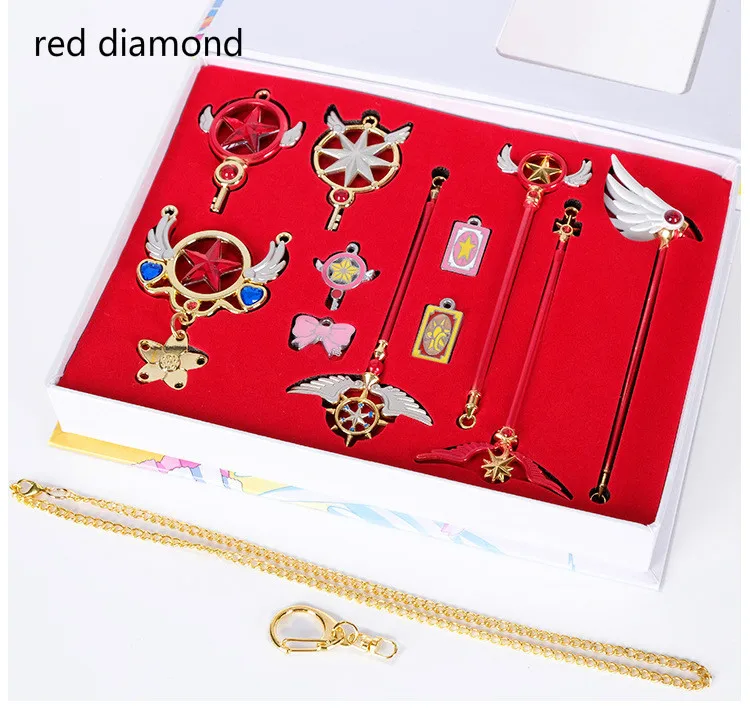 C Card Captor Sakura волшебные палочки для ключей ожерелье кулон Косплей Реквизит Коллекция набор аксессуаров - Цвет: C