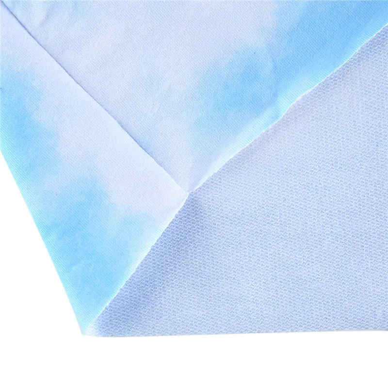 

Women Autumn Spring Tie Dye Cropped Top Long Sleeve O-neck Street Casual Blue Pullover Sweatshirt Tops