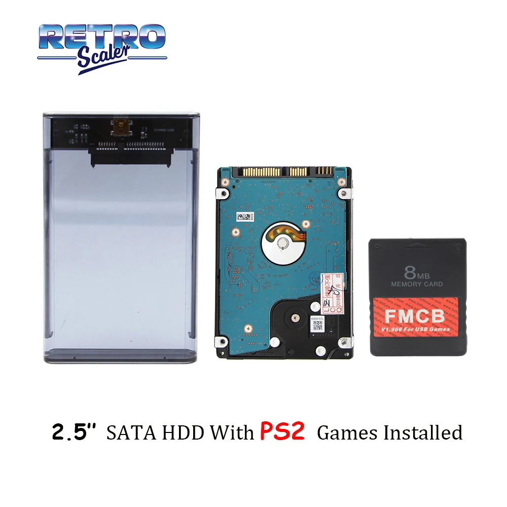 

FMCB 8MB/16MB/32MB/64MB for USB games+2.5''SATA Hard Disk 320/500GB/1/2TB with PS2 games Installed +Transparent Black Case